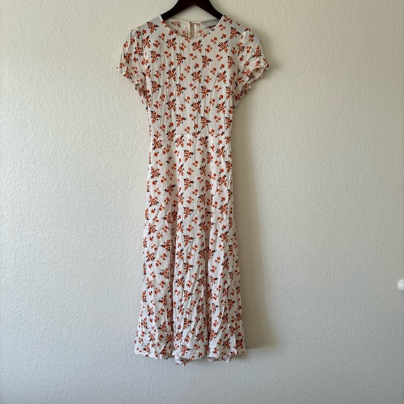 Modern Citizen White Red Floral Cut Out Back Midi Dress Size Large - Picture 2 of 7